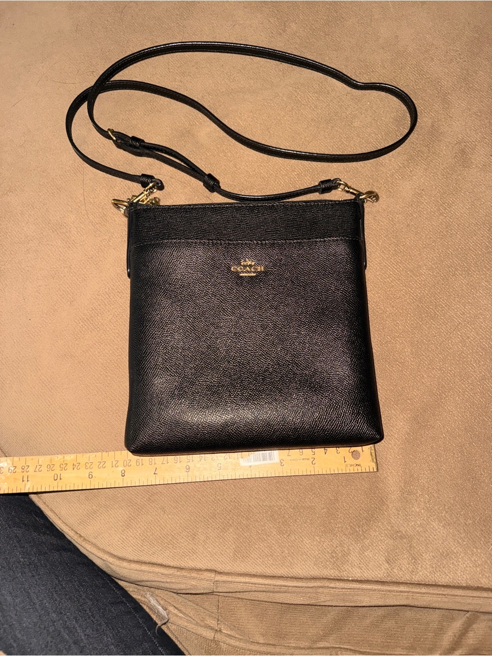 Coach Black Leather Slim Crossbody Messenger Bag with Gold Hardware ✨ - Picture 7 of 7
